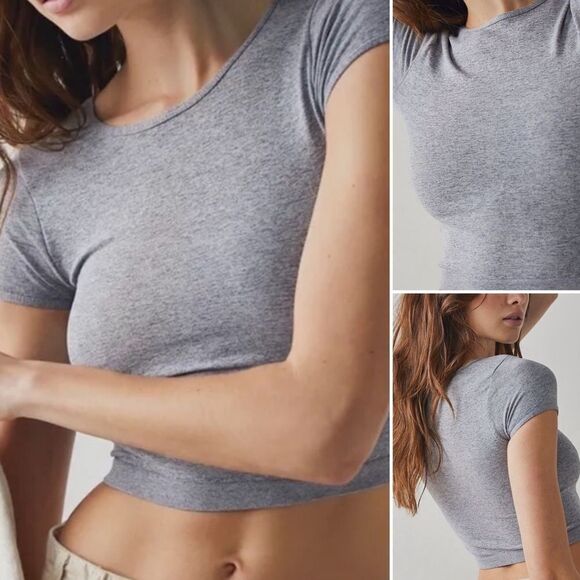 Free People Intimately Light Heather Gray Sleeve Seamless Cami Sz XS/S NWOT - Picture 1 of 12